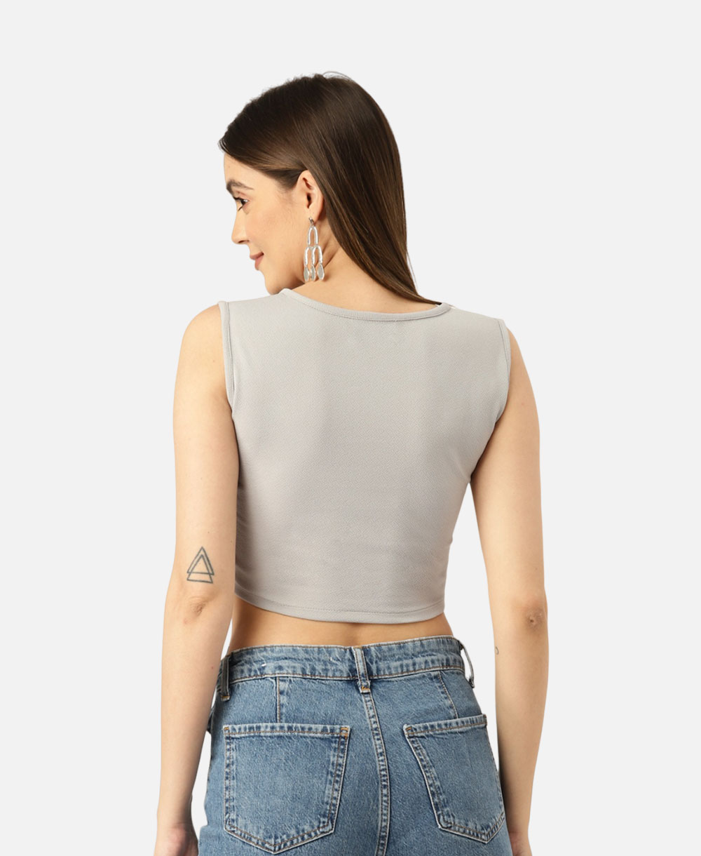 Orchid Hues Women Off-White Checked Crop Top – Image 3