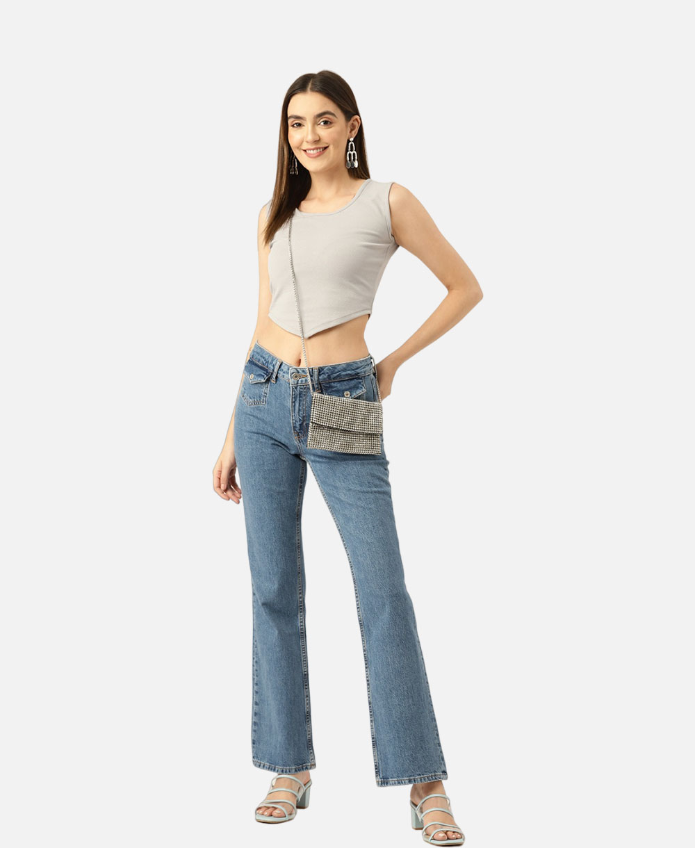 Orchid Hues Women Off-White Checked Crop Top – Image 4