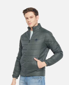 Men Full Sleeve Solid Casual Jacket High-Neck