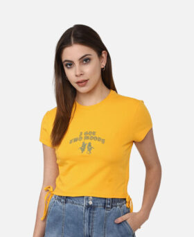 Women Forever 21 Yellow Solid Crop Top